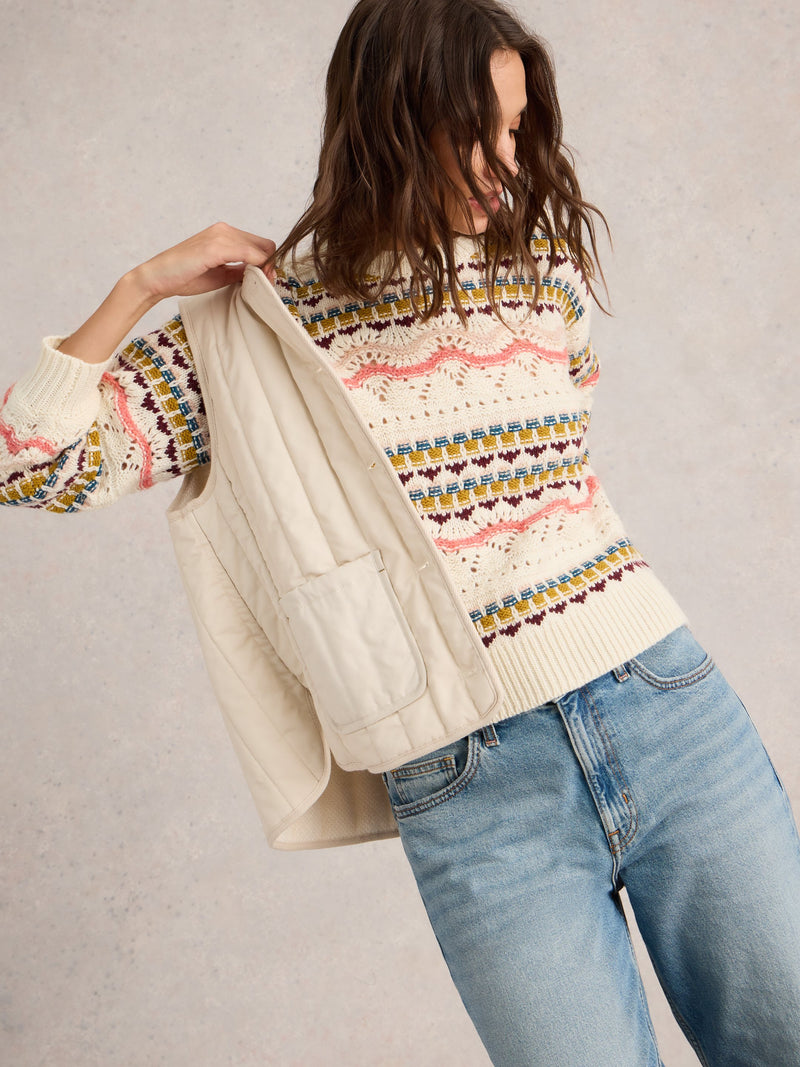 An image of the White Stuff Piper Pointelle Jumper in White Multi.