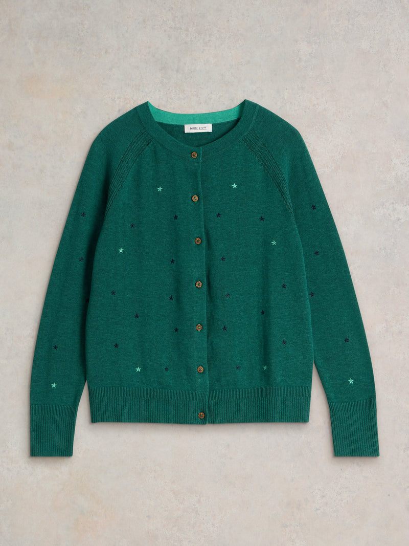 An image of the White Stuff Lulu Embroidered Cardi in Teal Multi.