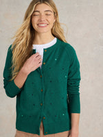 An image of the White Stuff Lulu Embroidered Cardi in Teal Multi.