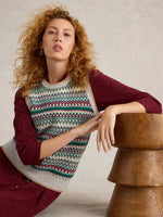 An image of the White Stuff Fay Sparkle Fairisle Tank in Grey Multi.