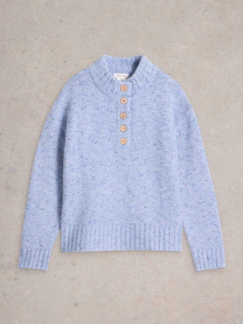 An image of the White Stuff Bella Button Jumper in Blue Multi.