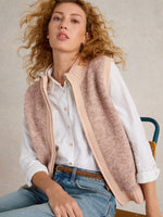 An image of the White Stuff Becky Boucle Gilet in Light Natural.