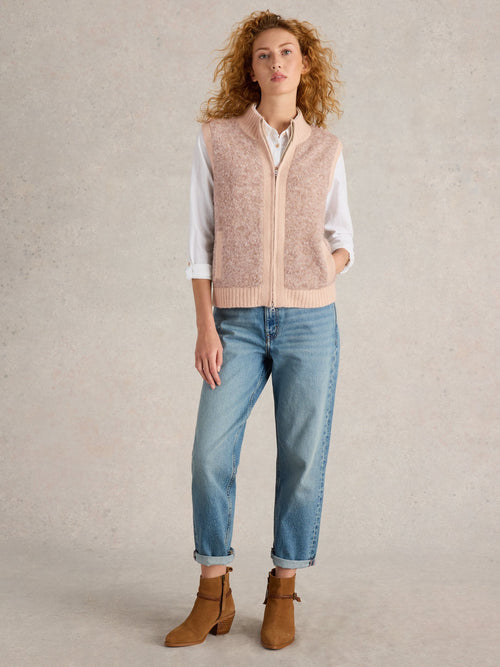 An image of the White Stuff Becky Boucle Gilet in Light Natural.