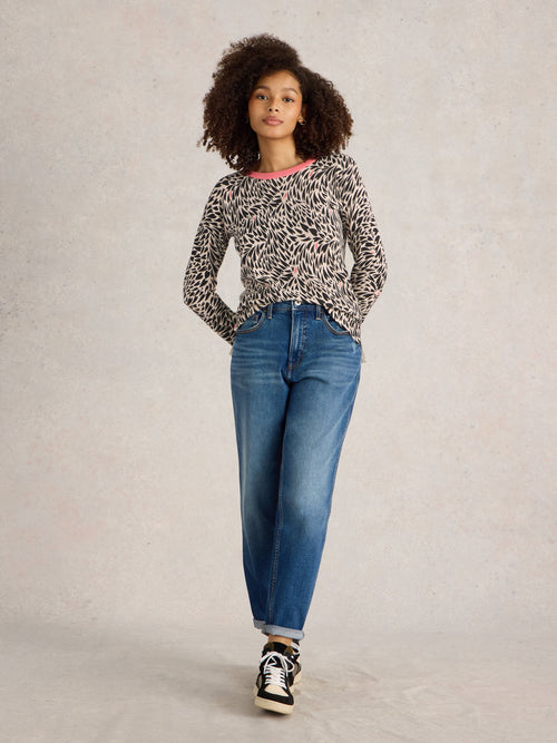 An image of the White Stuff City Leo Heart Jumper in Natural Multi.