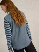 An image of the White Stuff Clara Sparkle Long Sleeve Tee in Blue Multi.