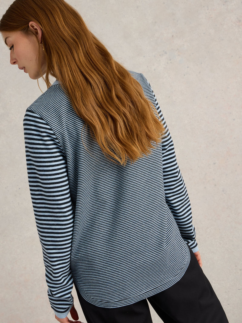 An image of the White Stuff Clara Sparkle Long Sleeve Tee in Blue Multi.