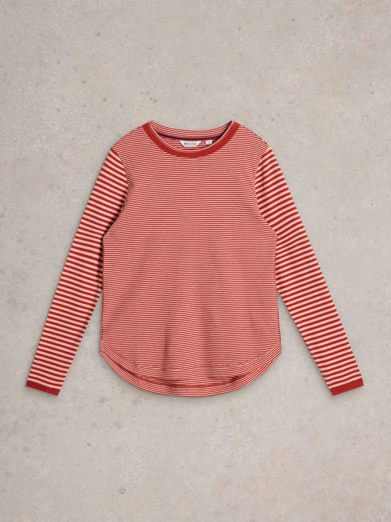 An image of the White Stuff Clara Sparkle Long Sleeve Tee in Red Multi.