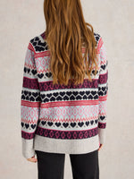 An image of the White Stuff Gabby Longline Fairisle in Grey Multi.