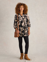 An image of the White Stuff Nela Printed Shirt Tunic in Black Print.