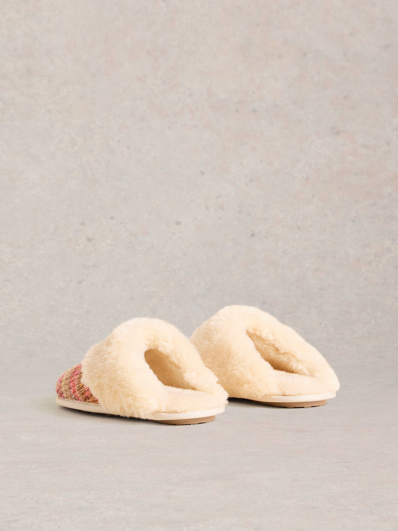 An image of the White Stuff Knitted Mule Slippers in Natural Multi.