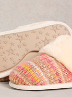 An image of the White Stuff Knitted Mule Slippers in Natural Multi.