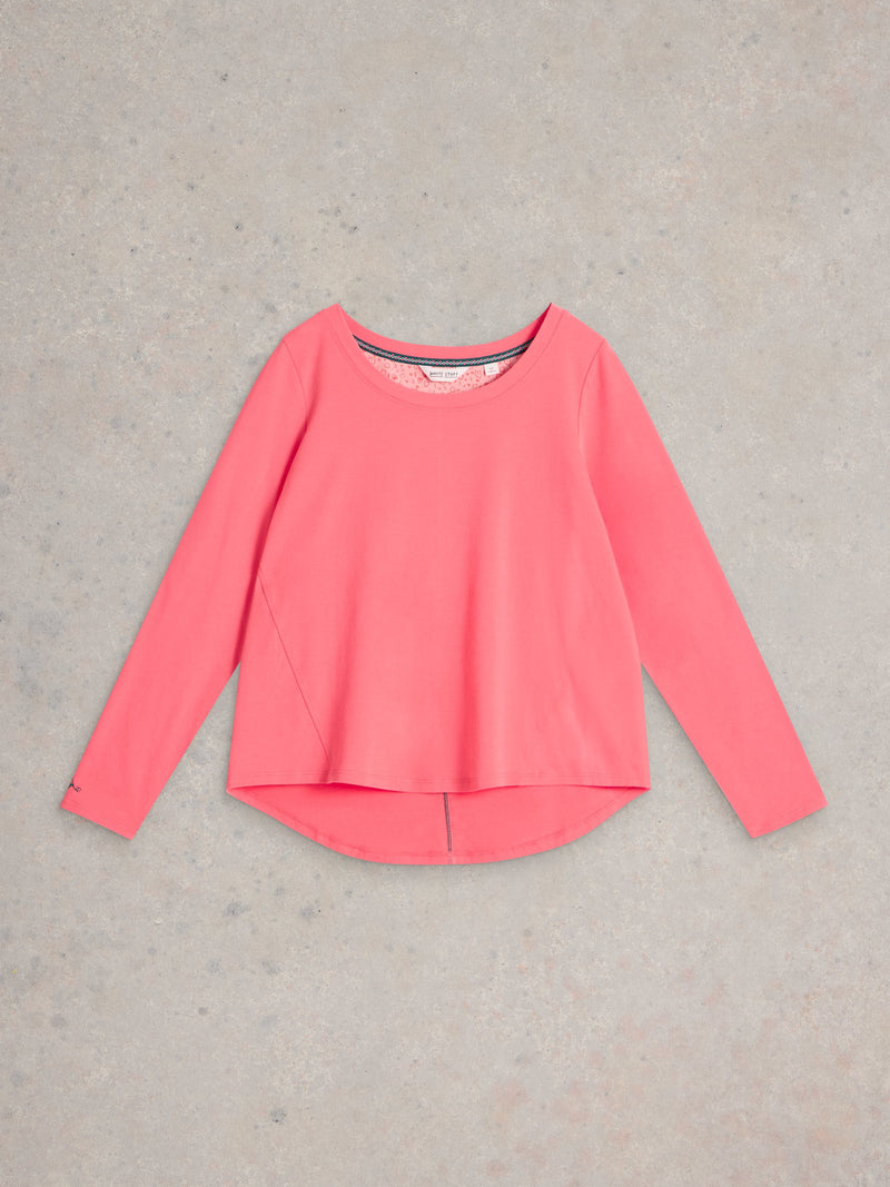 An image of the White Stuff Eva Jersey PJ Top in Bright Pink.