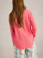 An image of the White Stuff Eva Jersey PJ Top in Bright Pink.