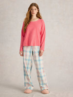 An image of the White Stuff Eva Jersey PJ Top in Bright Pink.