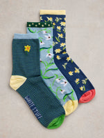 An image of the White Stuff 3 Pack Spring Floral Ankle Socks