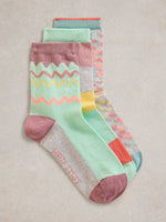 An image of the White Stuff 3 Pack Squiggle Ankle Socks