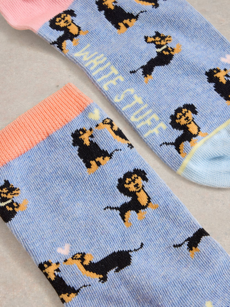 An image of the White Stuff Kissing Sausage Dog Ankle Socks