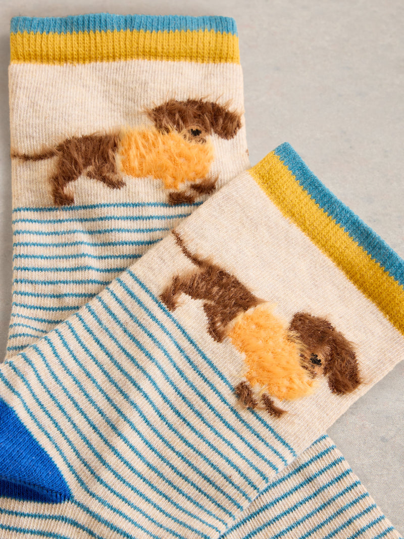 An image of the White Stuff Fluffy Sausage Dog Ankle Socks