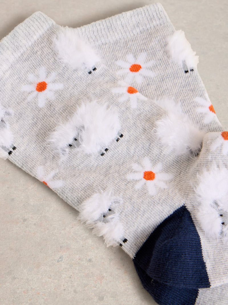 An image of the White Stuff Fluffy Sheep Ankle Socks