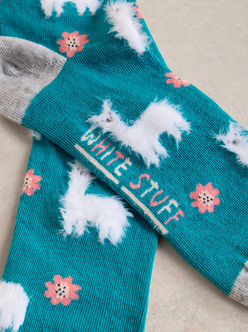 An image of the White Stuff Fluffy Llama Ankle Socks