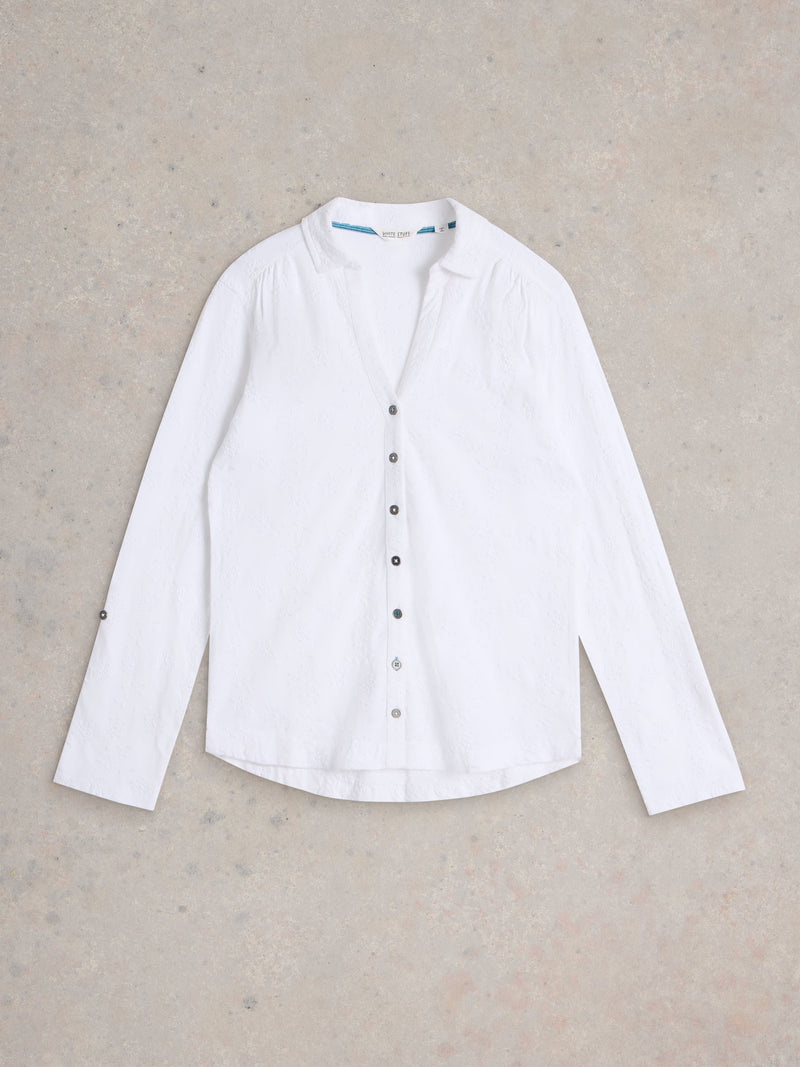 An image of the White Stuff Annie Broderie Jersey Shirt