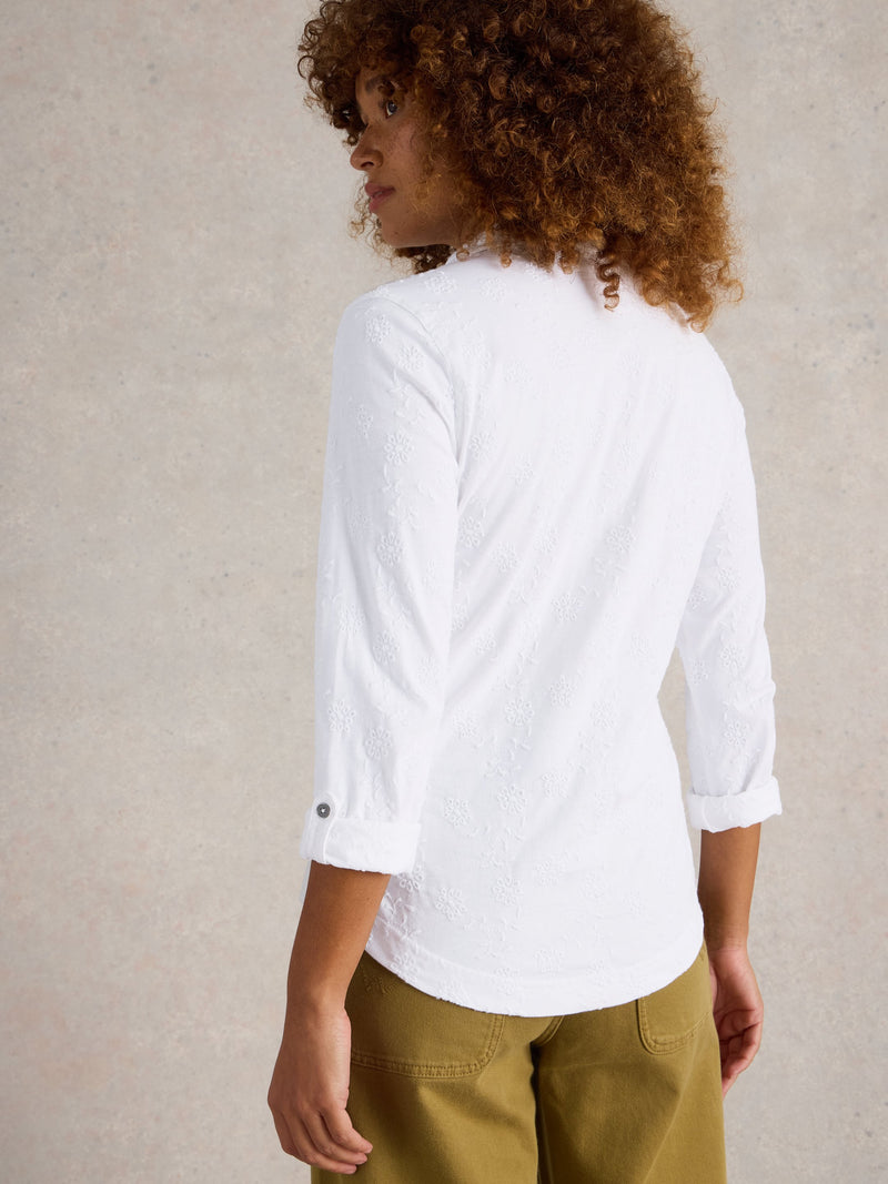 An image of the White Stuff Annie Broderie Jersey Shirt