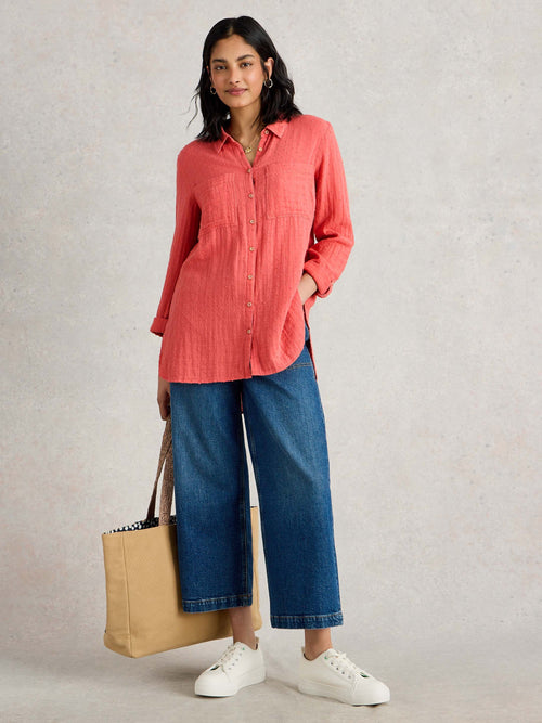 An image of the White Stuff Sophie Longline Cotton Shirt