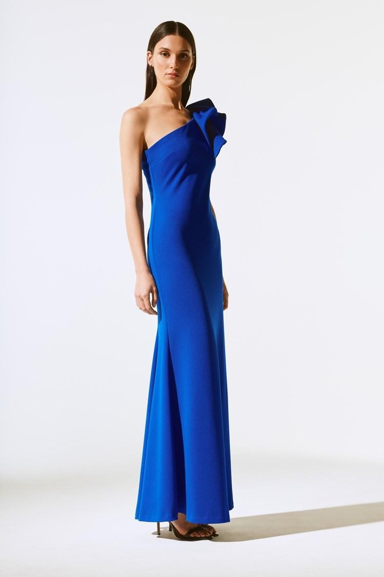 An image of the Joseph Ribkoff Scuba Crepe Dress in Royal Sapphire.