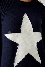 An image of the Oui Star Jumper in Dark Blue White.