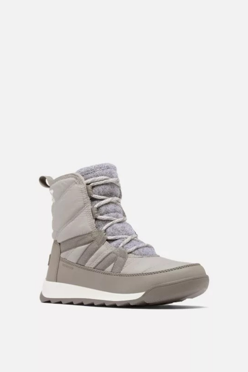 An image of the SOREL Whitney II Plus Lace Waterproof Snow Boots in Chrome Grey.