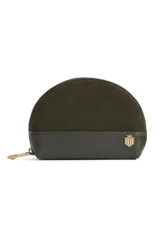 An image of the Fairfax & Favor Chiltern Coin Purse in Moss Green Suede.