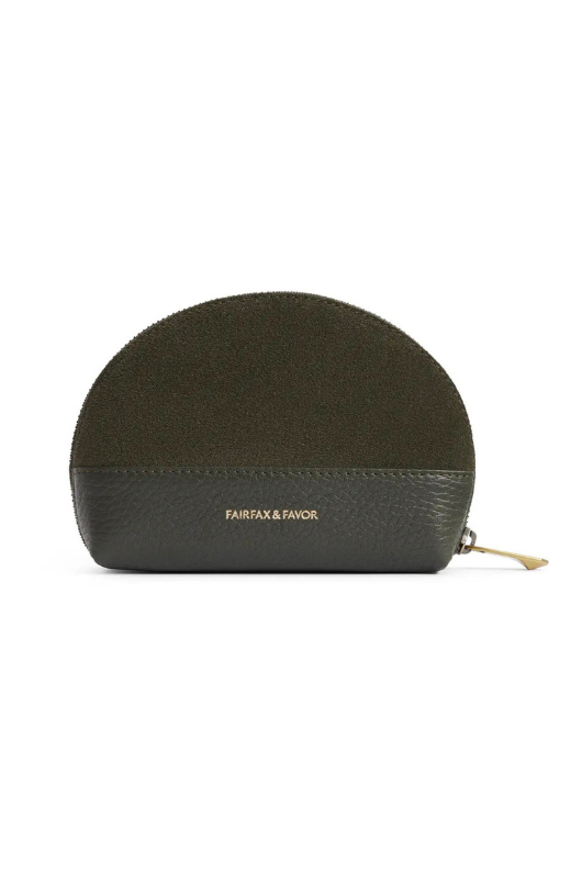 An image of the Fairfax & Favor Chiltern Coin Purse in Moss Green Suede.