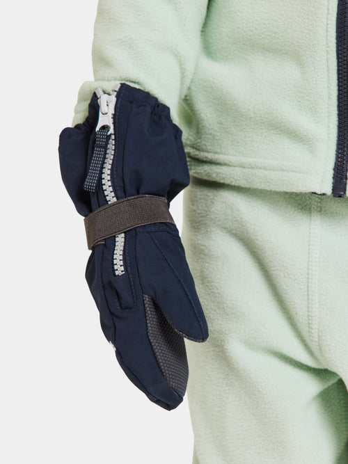 An image of the Didriksons Biggles Zip Mittens in Navy.