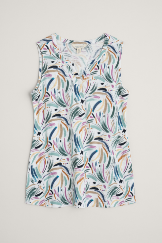 An image of the Seasalt Purist Summer Vest Top in the colour Dune Marks Chalk.