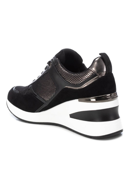 An image of the Xti Wedge Trainers in Black/Pewter.