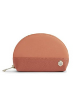 Fairfax & Favor The Chiltern Coin Purse. A fine grain leather/suede coin purse in the colour melon, featuring a shield logo stud and full zip closure.