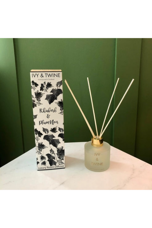 An image of the Ivy & Twine Reed Diffuser in the scent Rhubarb & Plum Noir.