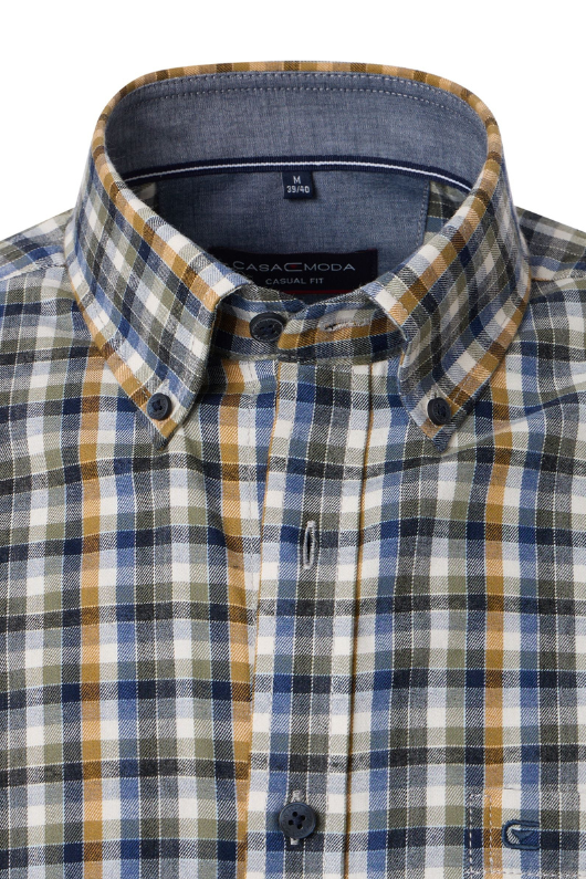 An image of the Casa Moda Casual Fit Check Shirt in Blue.