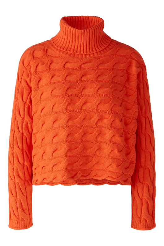 An image of the Oui Cable Knit Jumper in Cherry Tomato.