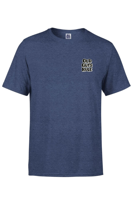 An image of the Old Guys Rule Dogs Best Friend II T-Shirt in Heather Navy.