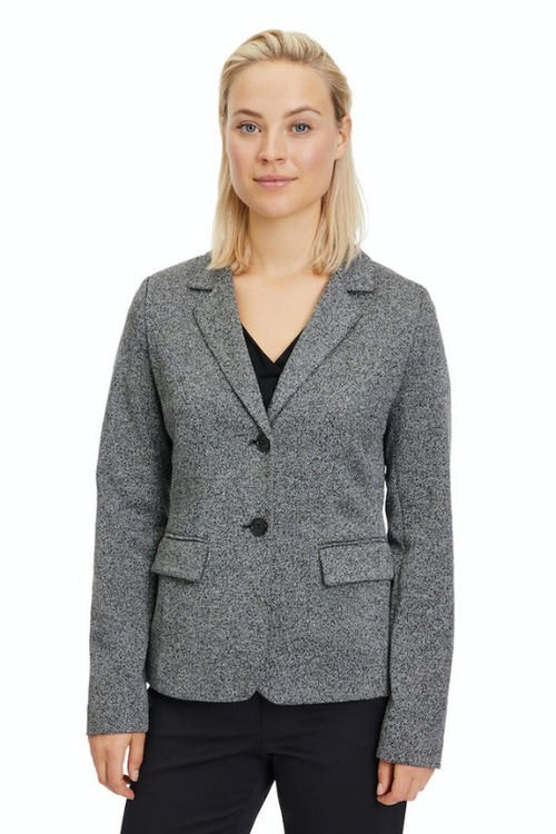 An image of a female model wearing the Betty Barclay Casual Blazer in the colour Grey.