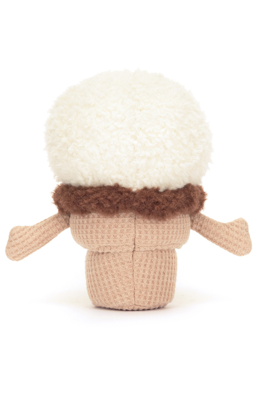 Jellycat Amuseable Ice Cream Cone. A soft toy with scoop of ice cream, waffle cone with arms, and smiling face.