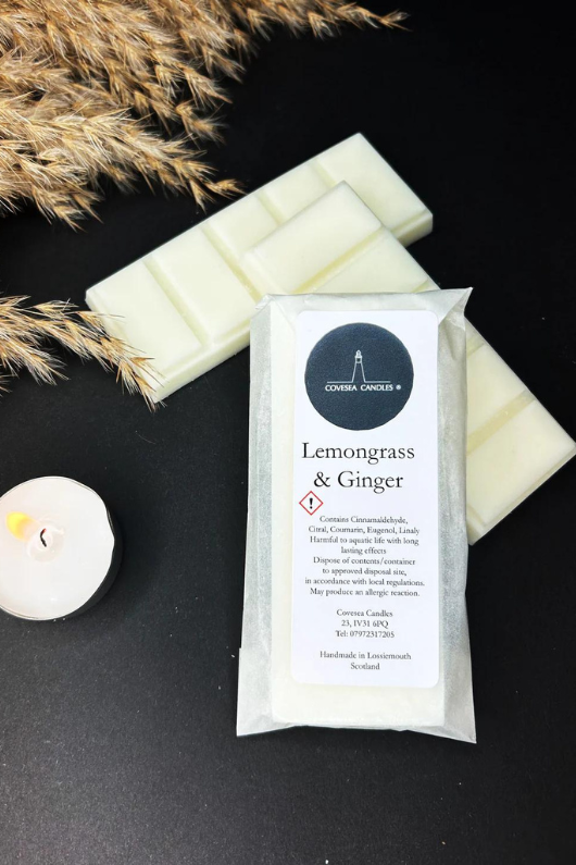 An image of the Covesea Candles Wax Melts bar in the scent Lemongrass & Ginger.