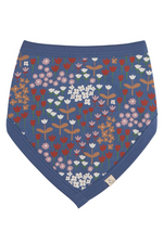 An image of the Pigeon Organics Bib in Meadow Night Blue.