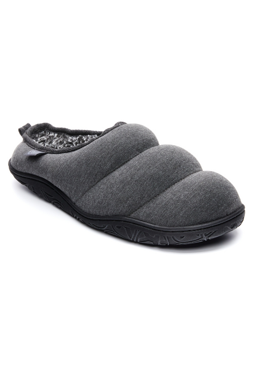 An image of the Bedroom Athletics Matt Jersey Puffa Mule Slippers in Charcoal Marl.