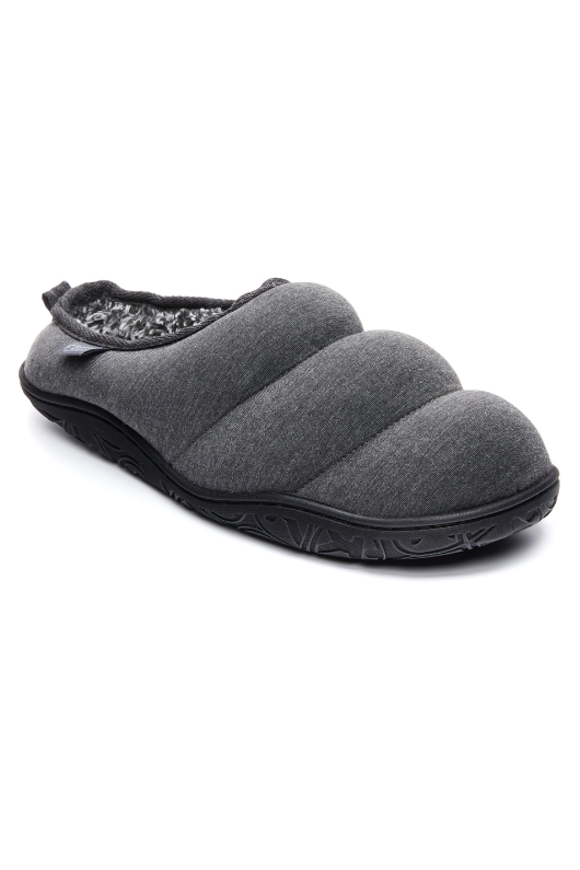 An image of the Bedroom Athletics Matt Jersey Puffa Mule Slippers in Charcoal Marl.