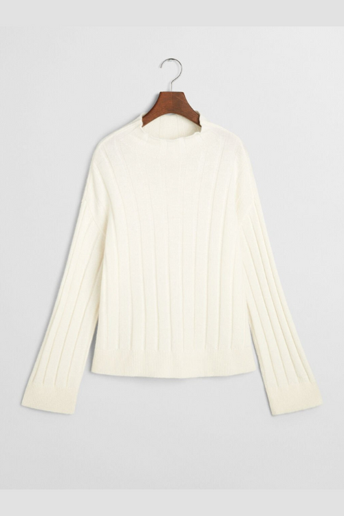 An image of the Gant Wool Stand Collar Jumper in Cream.