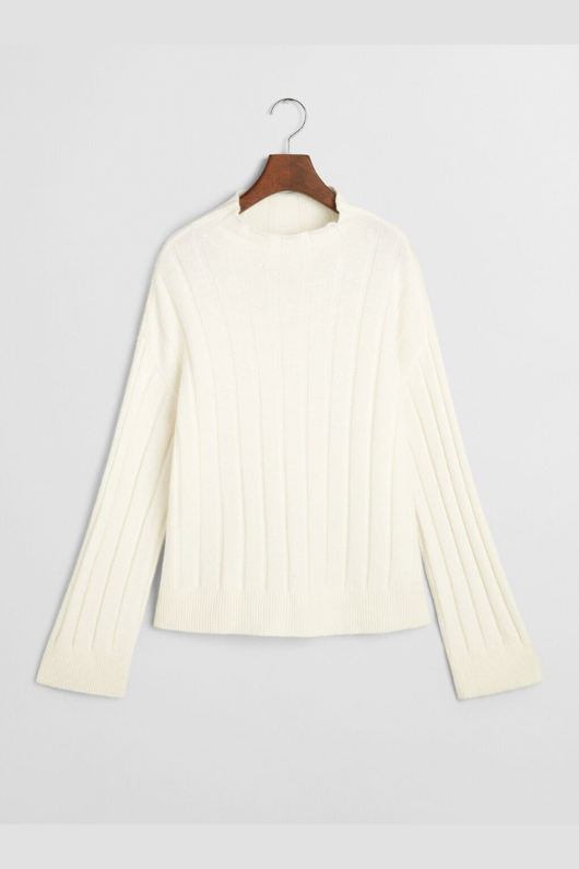 An image of the Gant Wool Stand Collar Jumper in Cream.