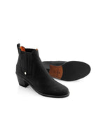 Fairfax & Favor Rockingham Boot. A pair of ankle boots with heel, suede outer, Fairfax & Favor logo. This boot is in the colour Black.