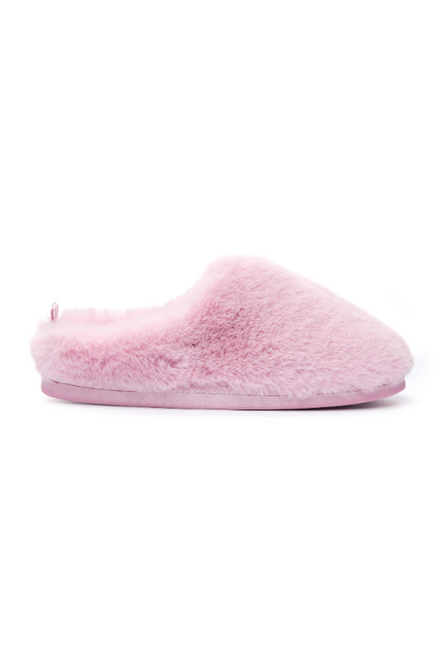 An image of the Bedroom Athletics Ariana Luxury Faux Fur Mule Slippers in Pink.